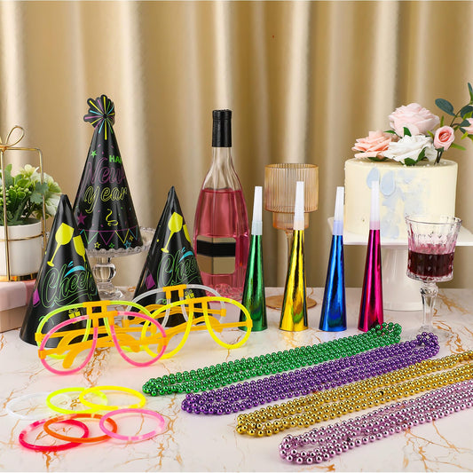 Hollowfly neon necklaces add colorful flair and group-photo glow.