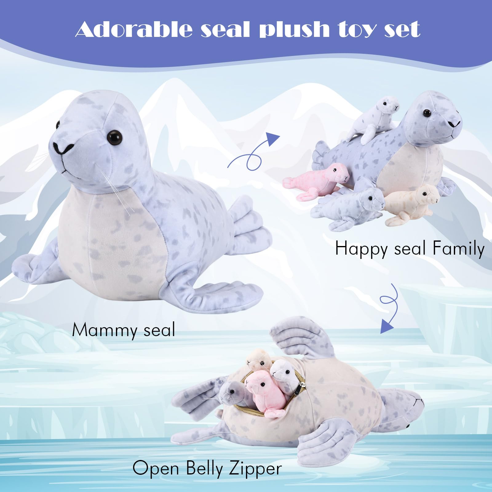 Hollowfly second baby seal 6-inch plush, compact and portable for travel.