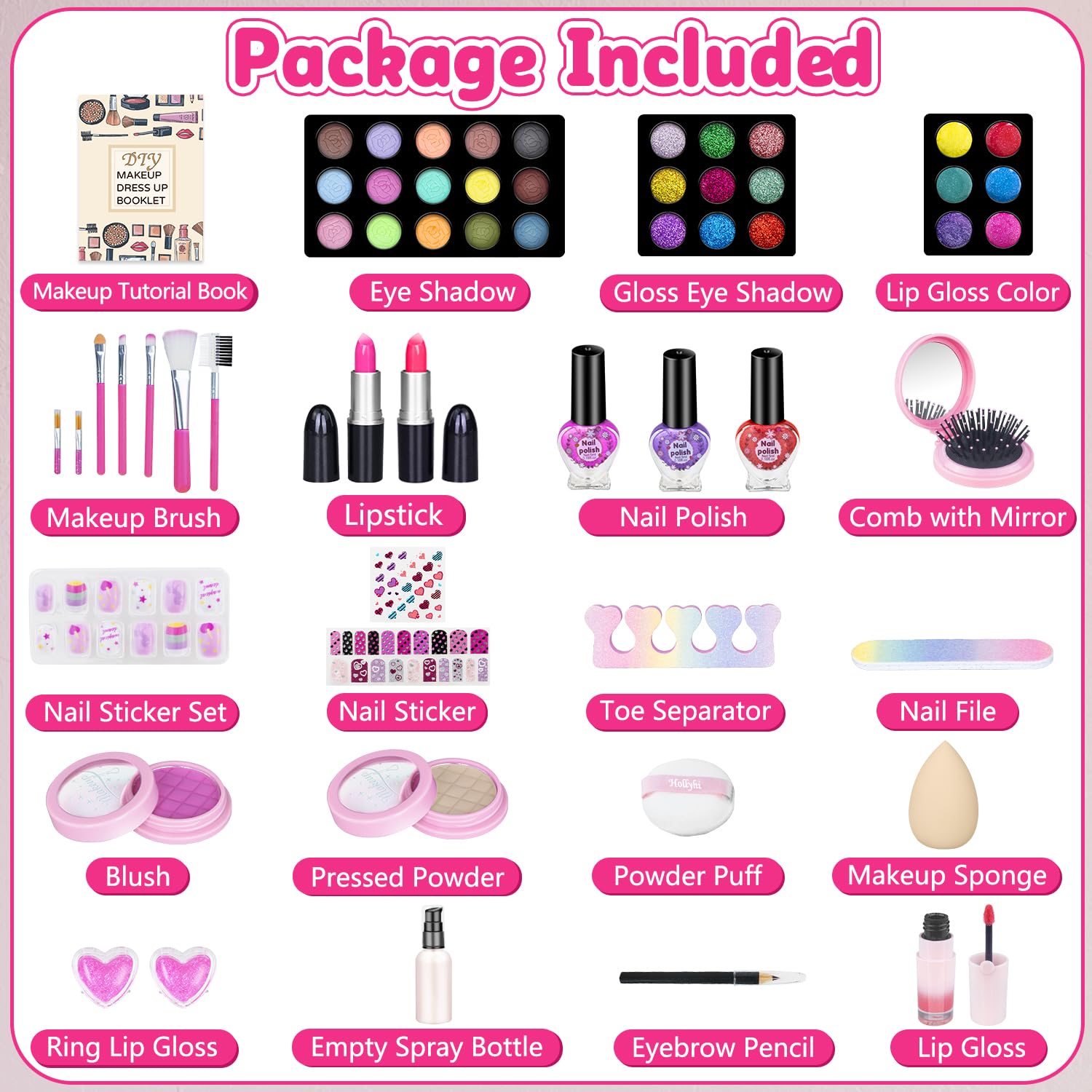 Hollyhi 59 Pcs makeup kit case open, organized storage and easy access to tools
