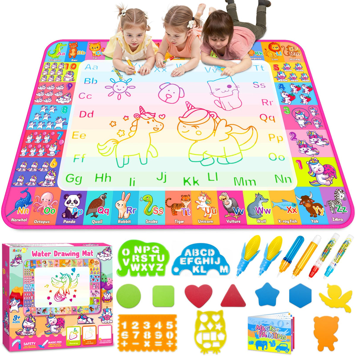Hollyhi Aqua Water Doodle Mat hero layout for spacious family doodling.