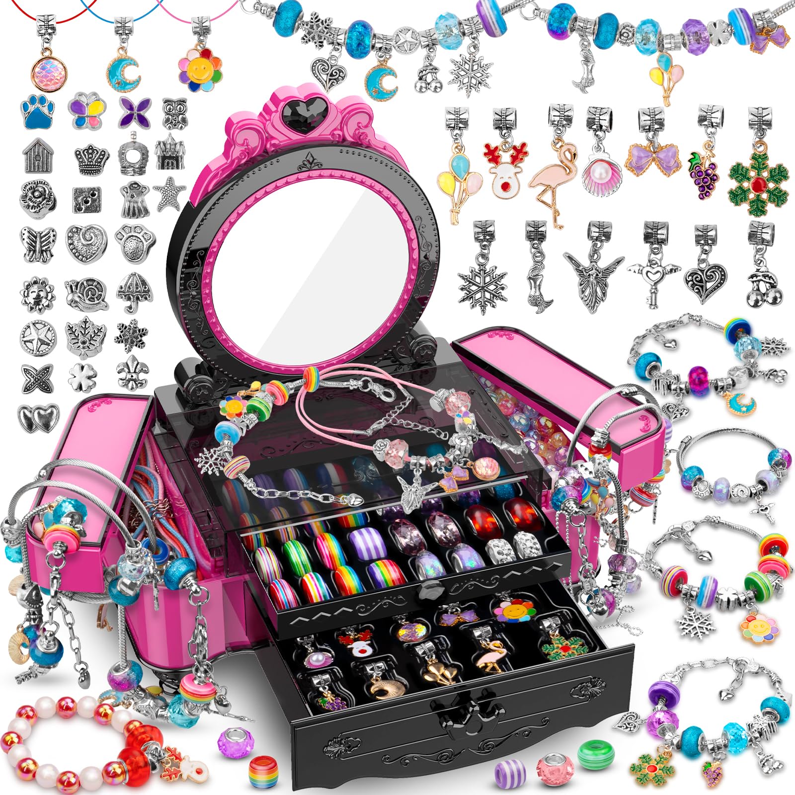 Hollyhi charm bracelet kit beads and pendants for creative jewelry projects.