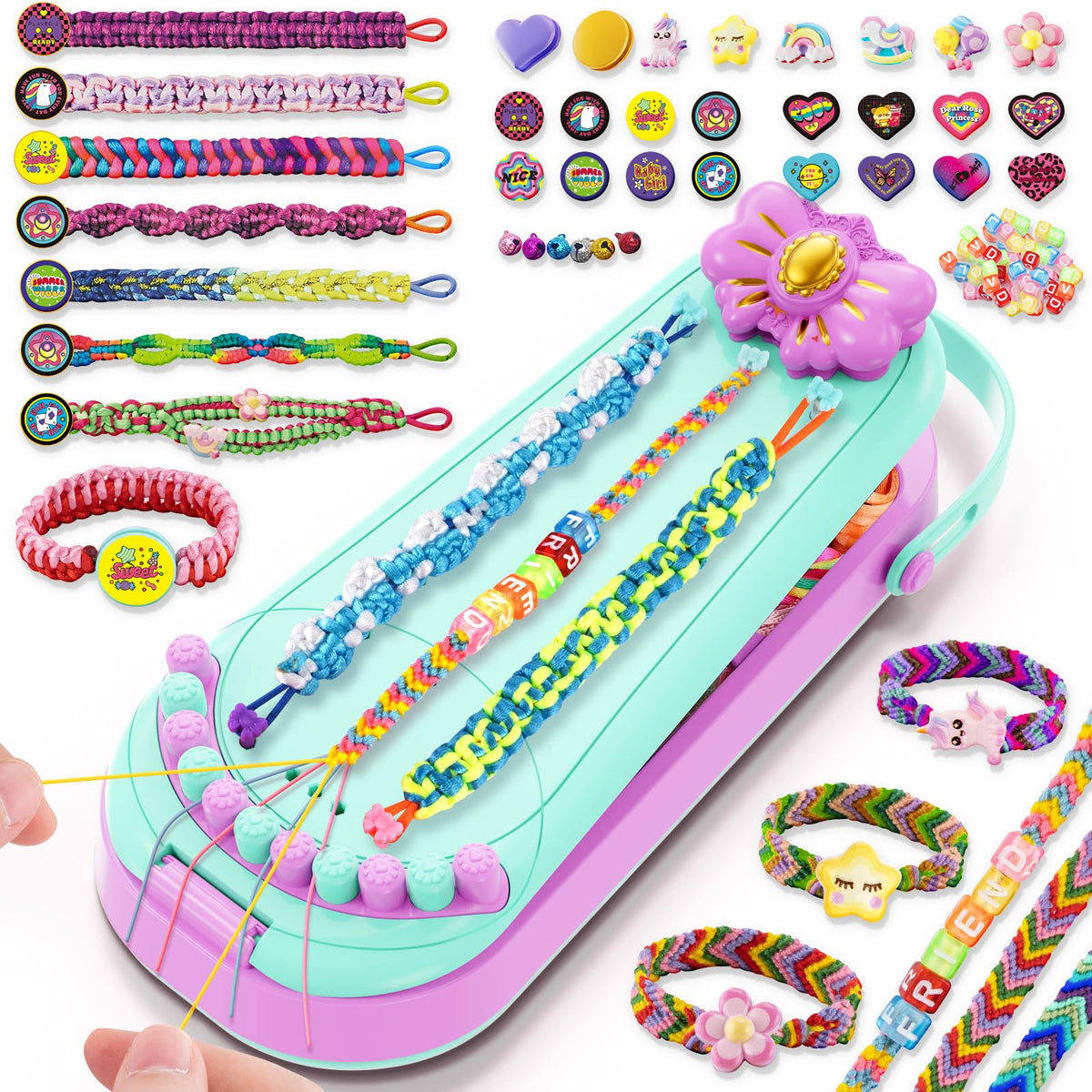Hollyhi friendship bracelet kit board with angled loom for easy weaving