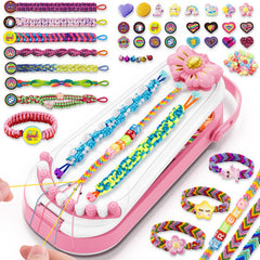 Hollyhi friendship bracelet loom setup shows a kid-friendly craft station for creative projects.