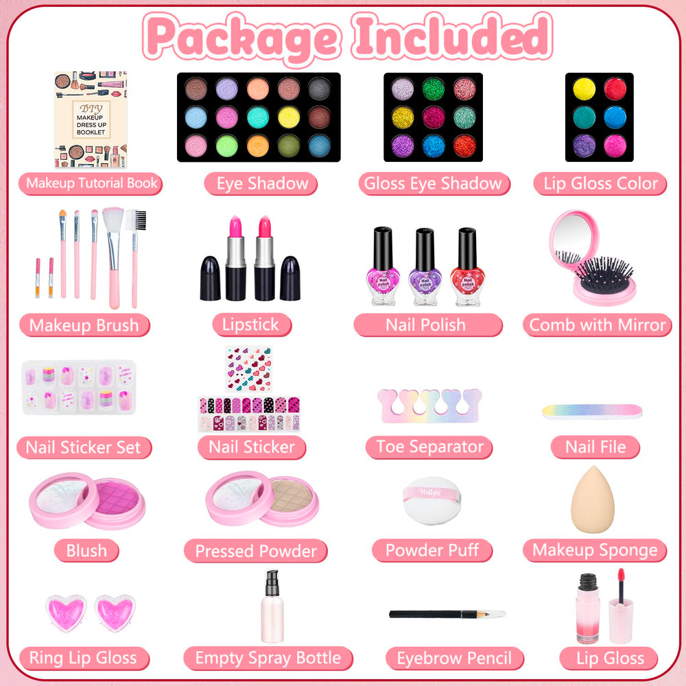 Hollyhi pink makeup kit case opened showing organized storage.