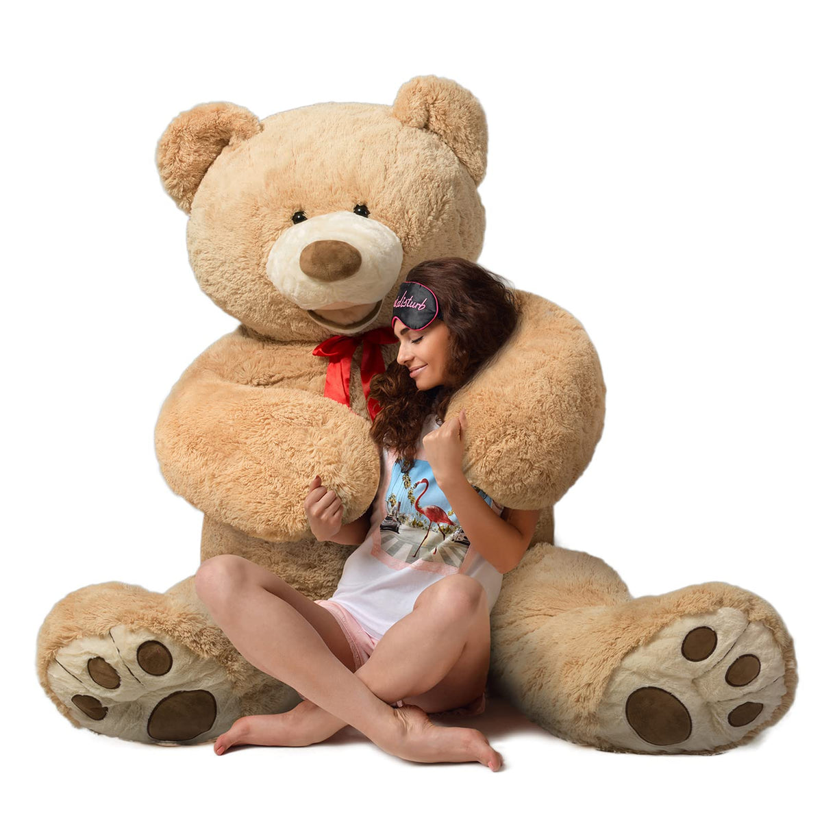 HollyHOME 5ft giant teddy bear in light brown fur for cozy hugs.