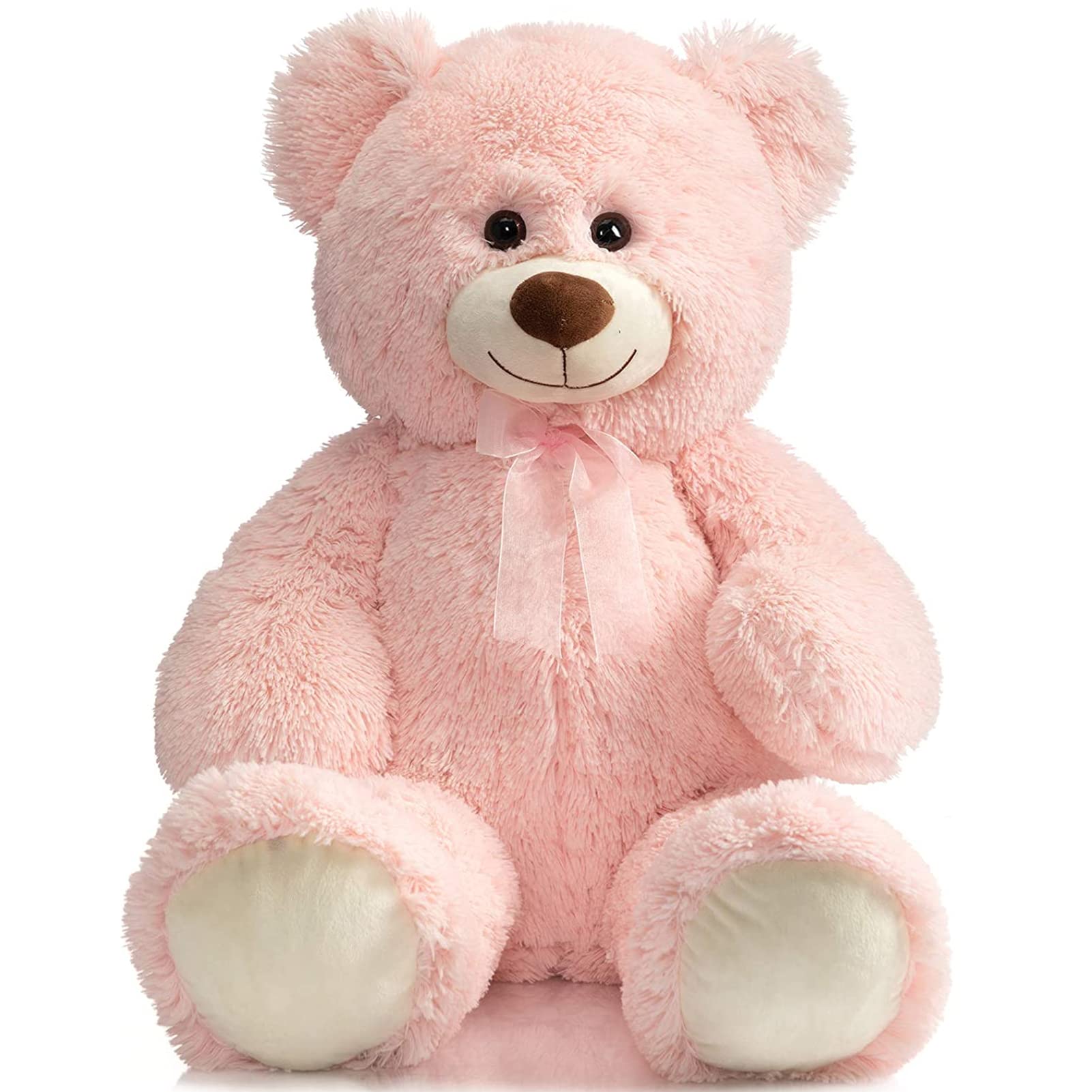 HollyHOME 36-inch pink teddy bear face close-up, inviting cuddle moments.