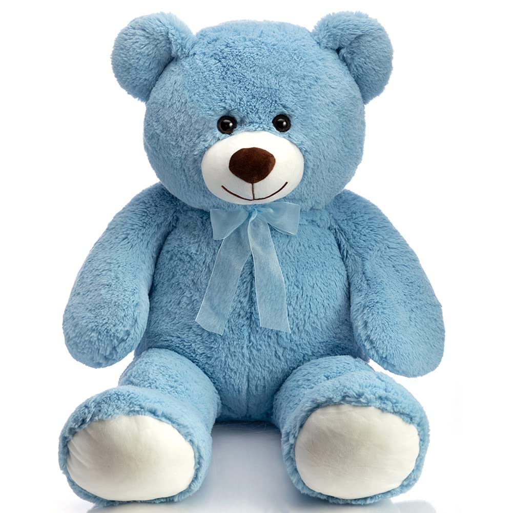 HollyHOME big teddy bear blue, 36 inch, ideal for cuddling and room decor.