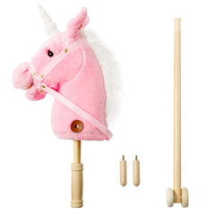 HollyHOME child riding the stick horse demonstrating balance and coordination