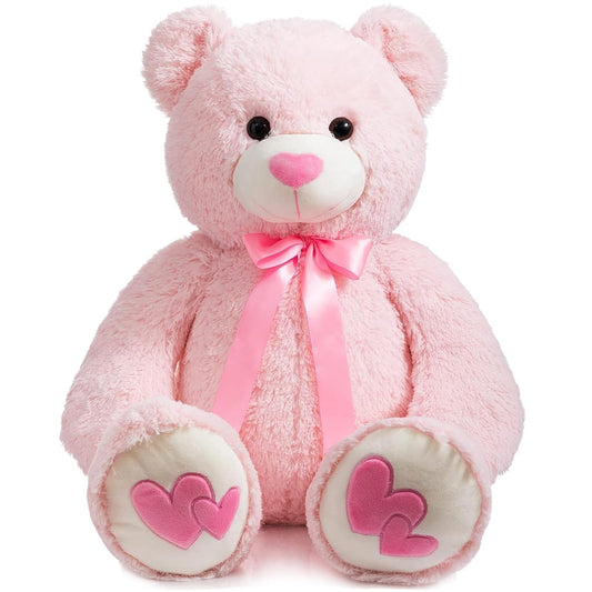 HollyHOME giant teddy bear pink heart close-up for cozy cuddling