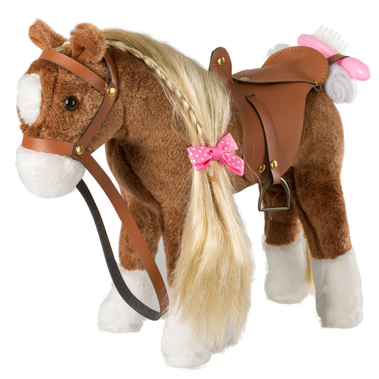 HollyHOME brown 11-inch horse plush, ideal for imaginative play and gentle hugs.