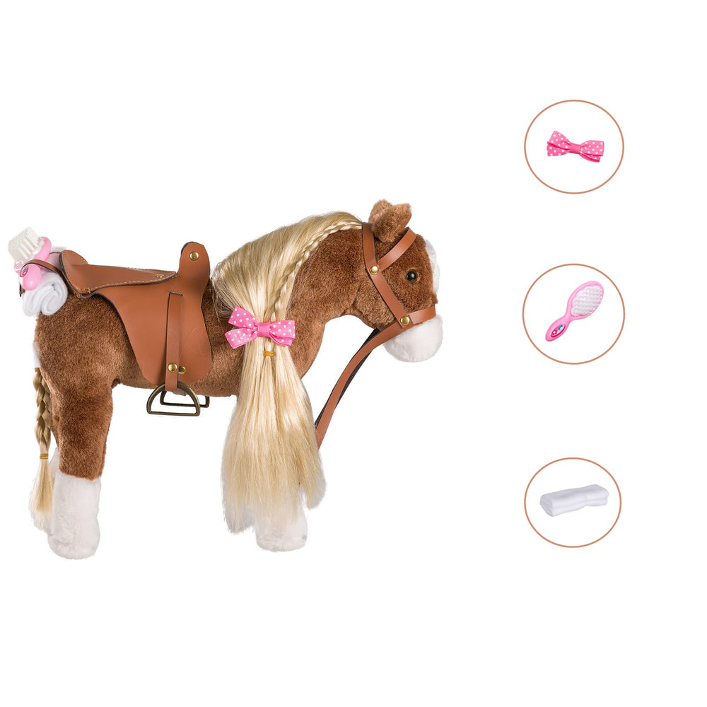 HollyHOME brown pony plush fits with dolls and play sets for storytelling.