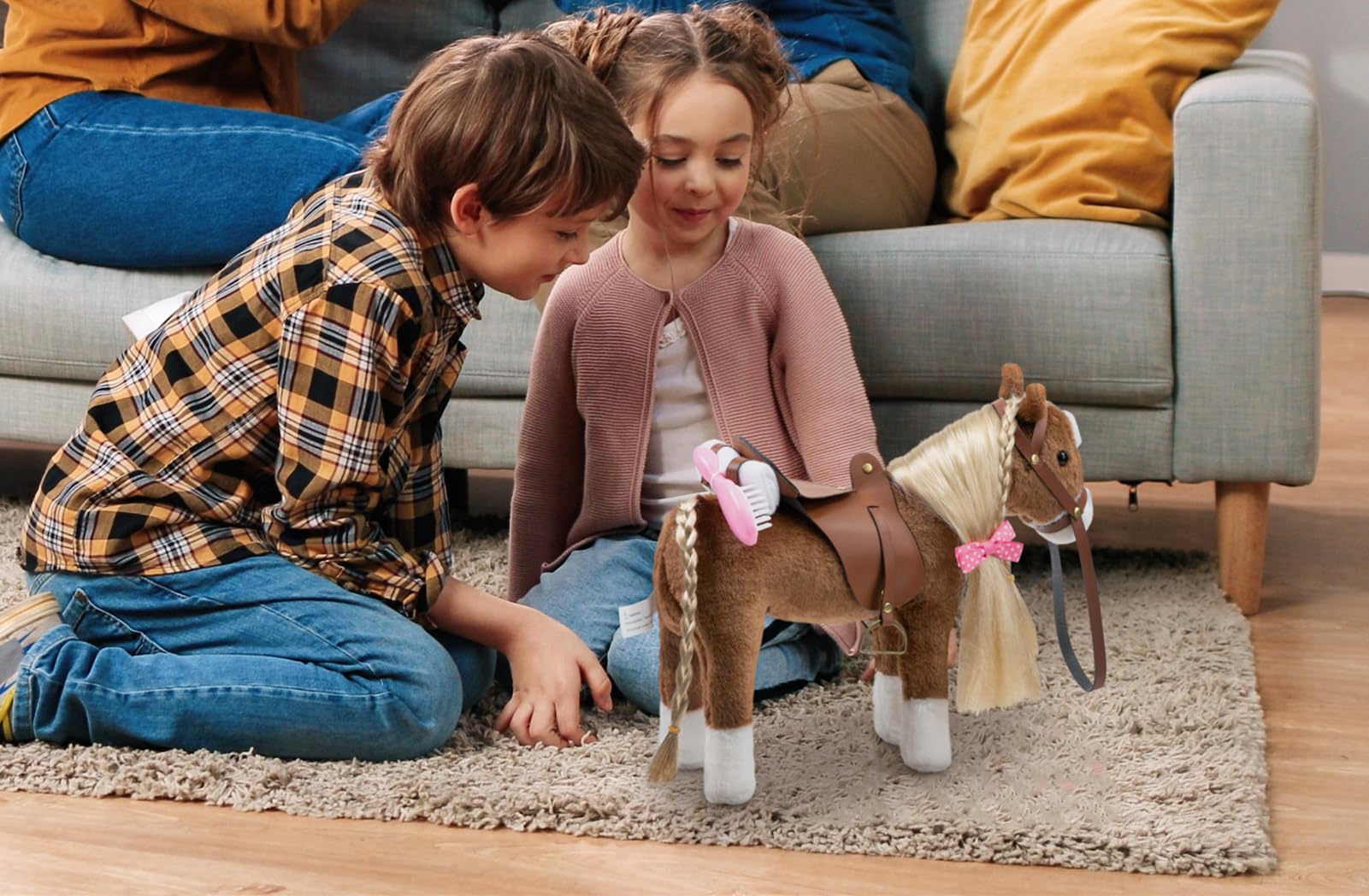 HollyHOME horse stands up nicely for display on shelves or dress-up corners.