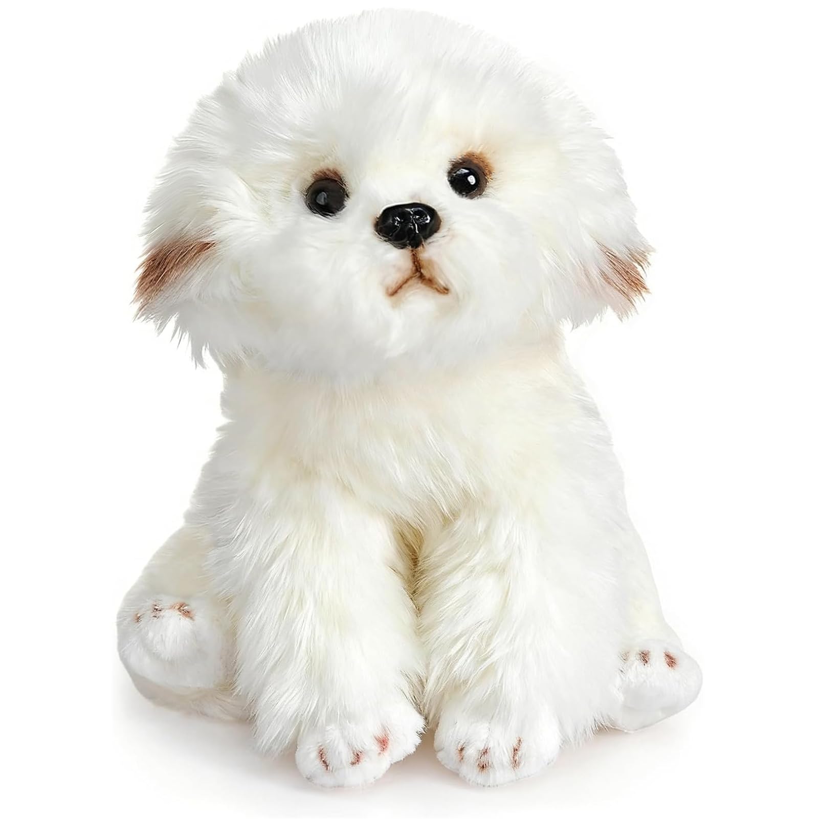 HollyHOME Maltese stuffed animal with realistic puppy face for cozy cuddling.