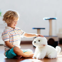 HollyHOME Maltese plush with soft fluffy fur ideal for comforting snuggles.