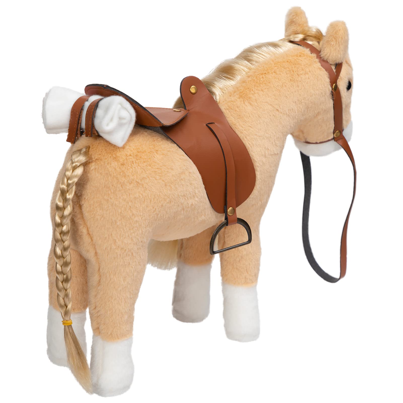 HollyHOME Palomino horse plush with towel for pretend grooming