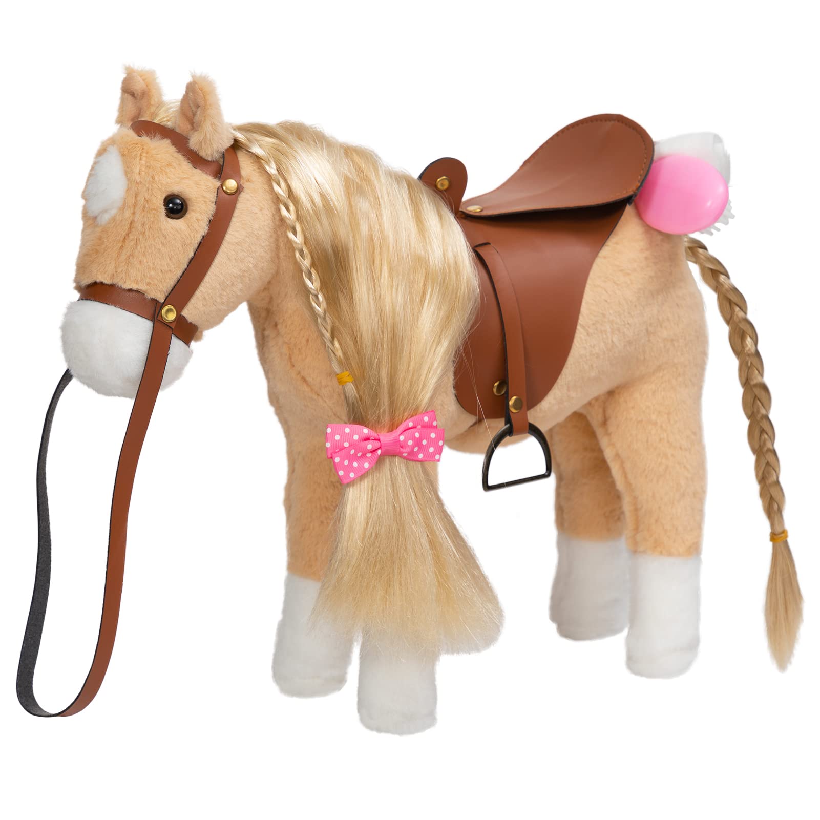 HollyHOME Palomino horse plush with silky hair for imaginative play