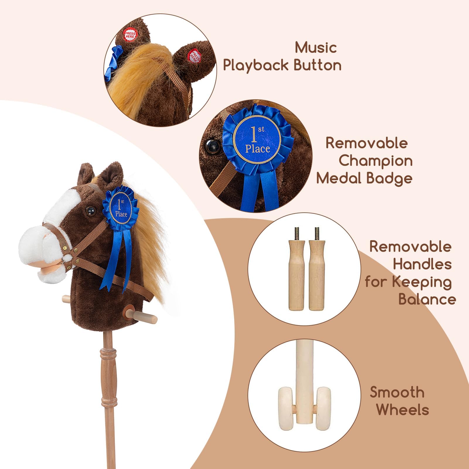 HollyHOME 36-inch stick horse — ideal height for growing players