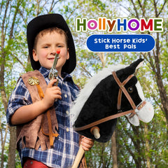 HollyHOME stick horse assembly showcasing sturdy wooden stick and secure reins.