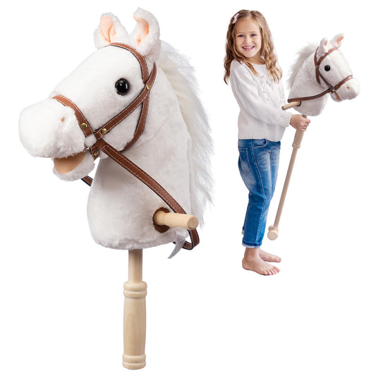 HollyHOME stick horse head close-up shows plush detail for imaginative pretend riding.