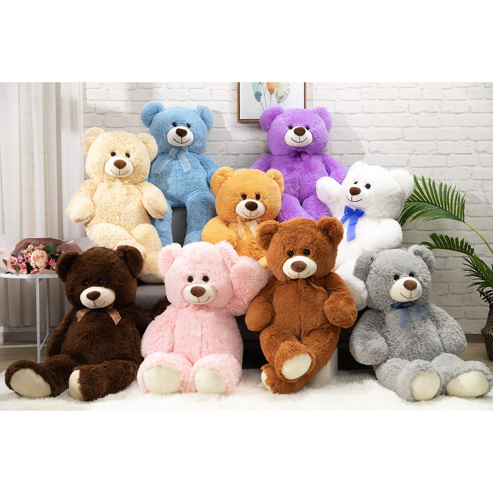 HollyHOME surface-washable blue teddy bear, easy care for daily use.