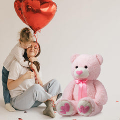 HollyHOME teddy bear with satin bow adds decorative charm