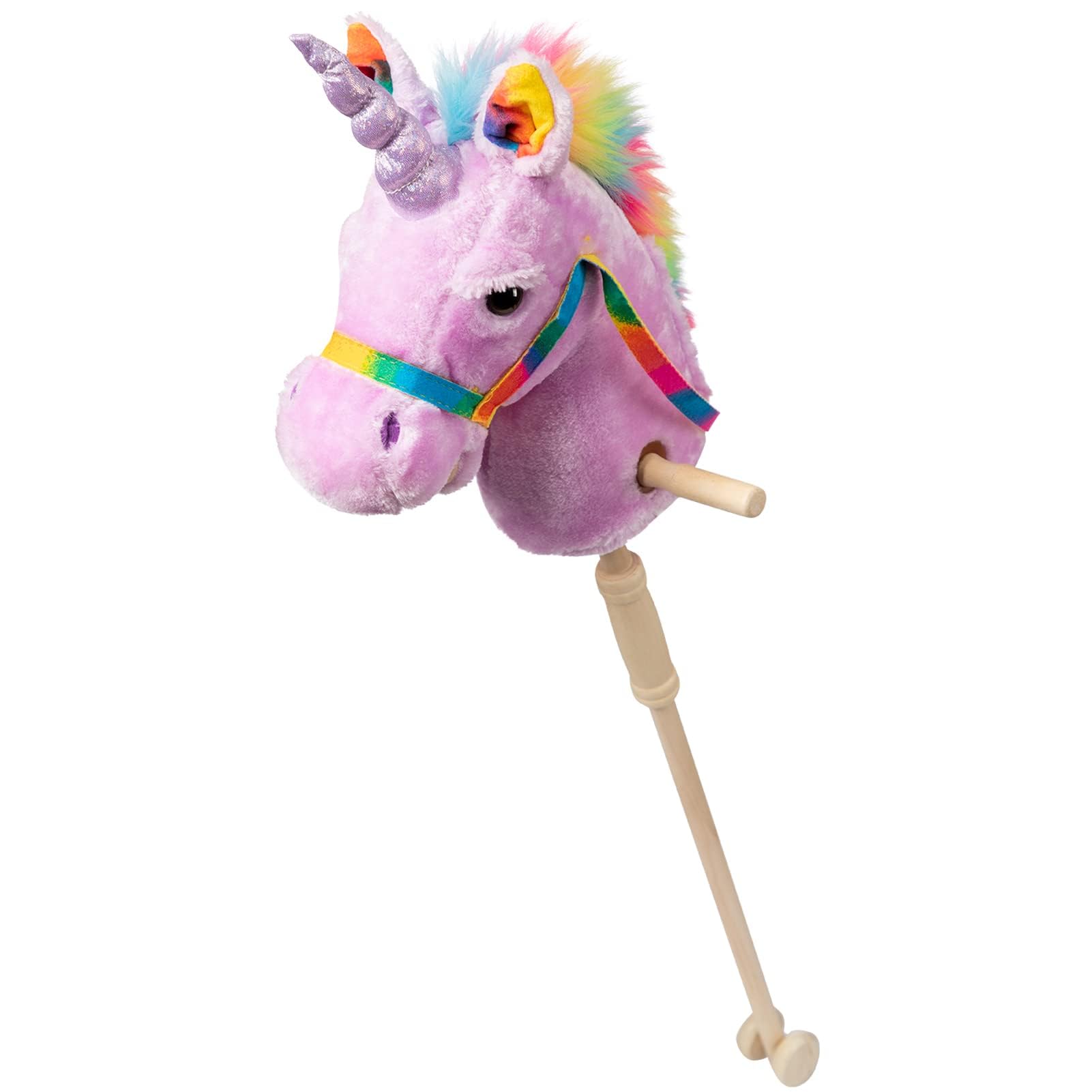 HollyHOME Unicorn Stick Horse stands 36 inches tall in purple for standout play.