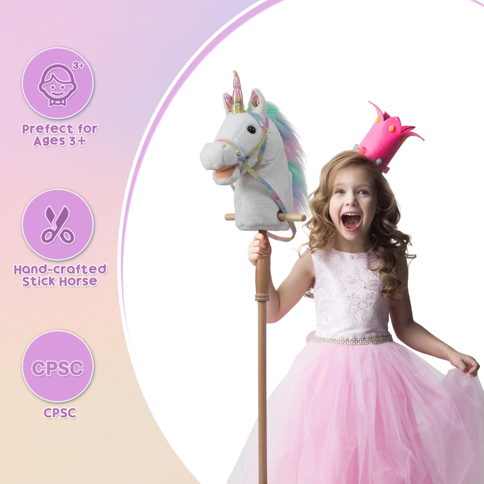 HollyHOME unicorn stick horse galloping sound encourages active adventures.