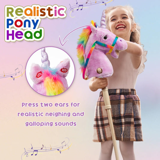 HollyHOME Unicorn Stick Horse handles provide secure grip for confident motion.