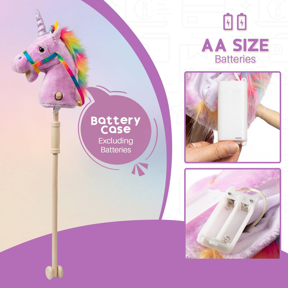 HollyHOME Unicorn Stick Horse wooden stick offers sturdy daily play support.