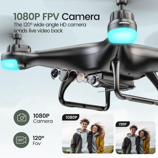 Holy Stone HS110D live FPV video provides real-time aerial view via the app for immersive monitoring.