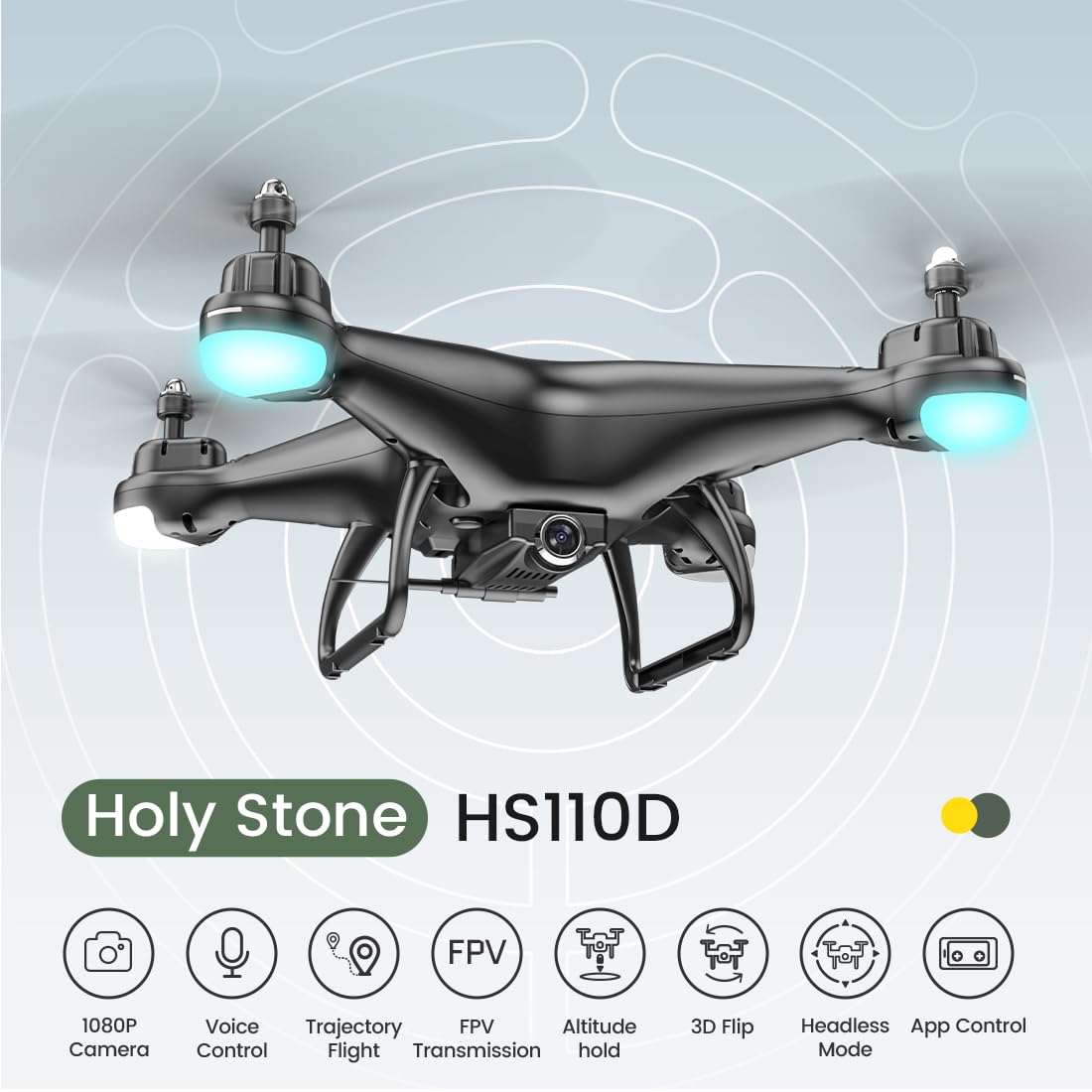 Holy Stone HS110D voice control interface allows hands-free operation during flights.