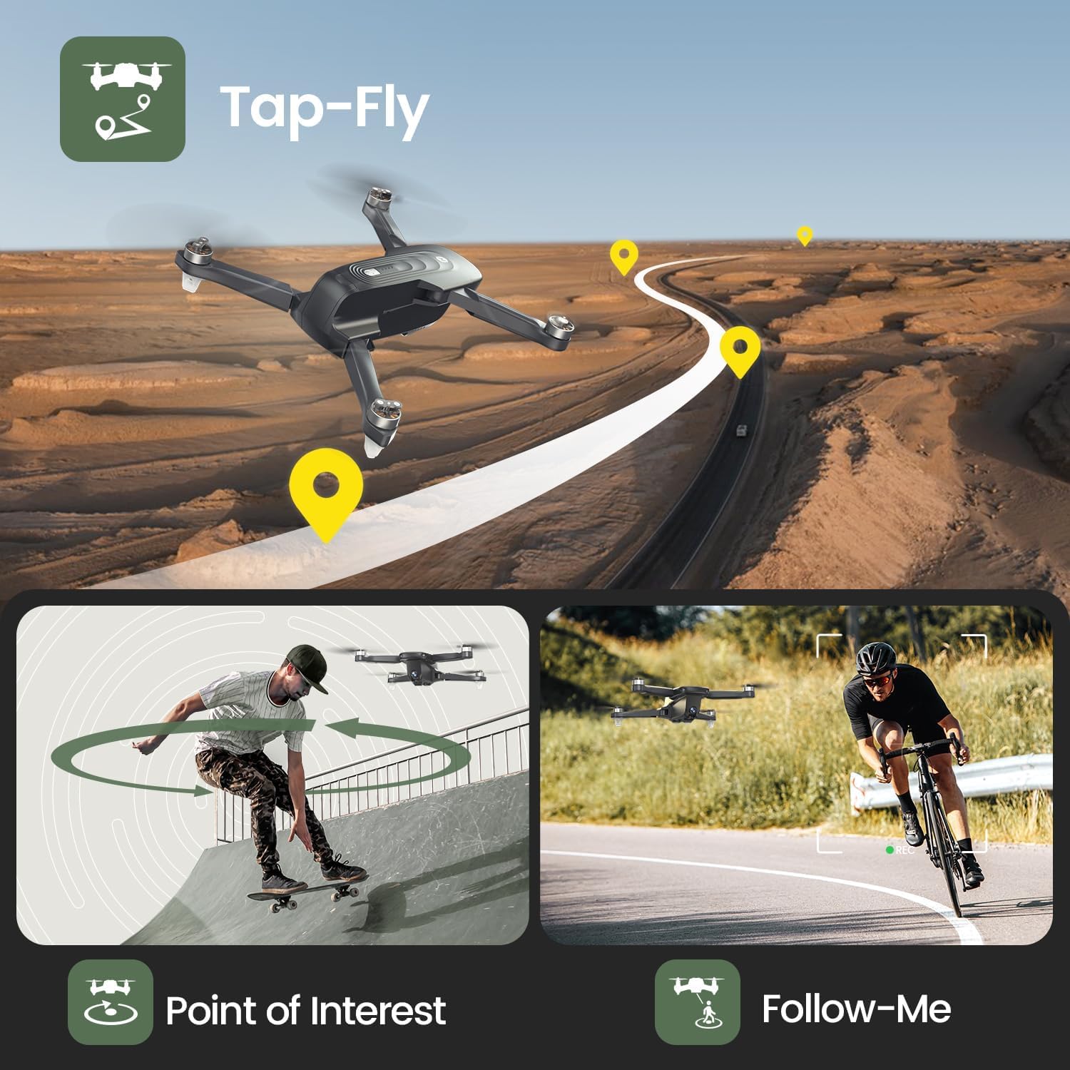 Holy Stone HS175D waypoint fly lets you pre-plan routes for hands-free exploration