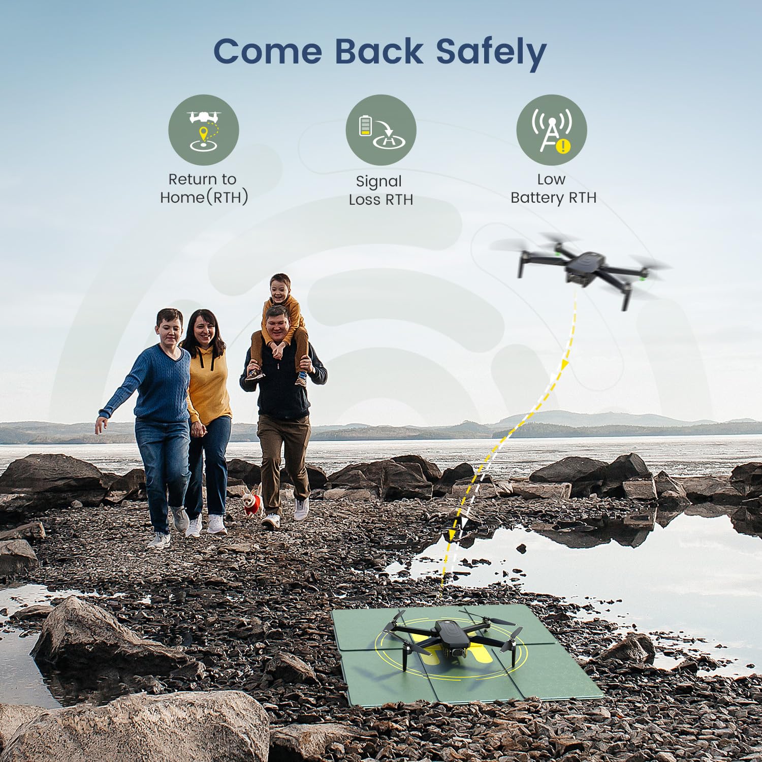 Holy Stone HS175G foldable design enhances portability for outdoor use.
