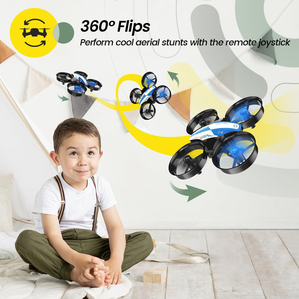 Holy Stone HS210 blue propeller guards, enhanced safety for kids learning to fly.