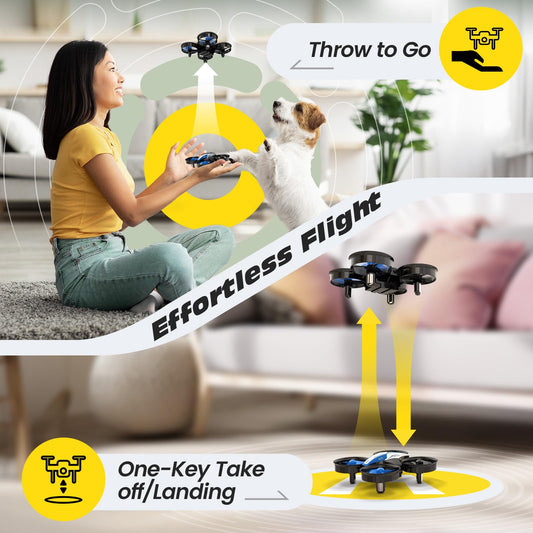 Holy Stone HS210 blue top view, portable nano quadcopter design for easy storage.