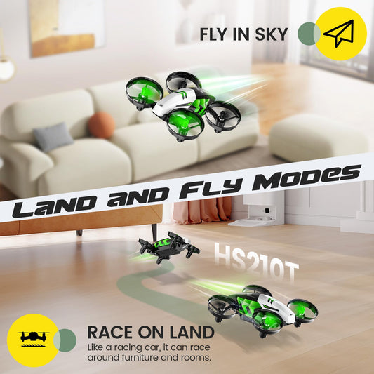 Holy Stone HS210T drone side view showing compact size and safety guards