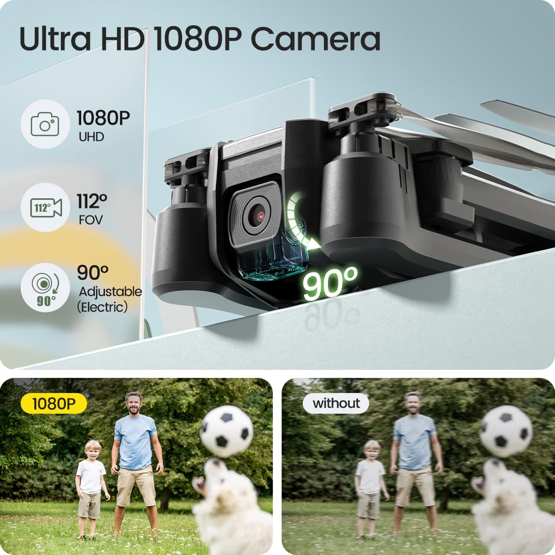 Holy Stone HS440 camera angle adjustment enables precise framing.