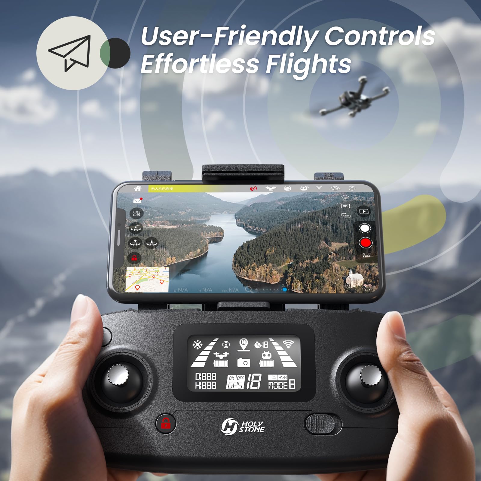 Holy Stone HS720E extends flight with two batteries for up to 46 minutes.