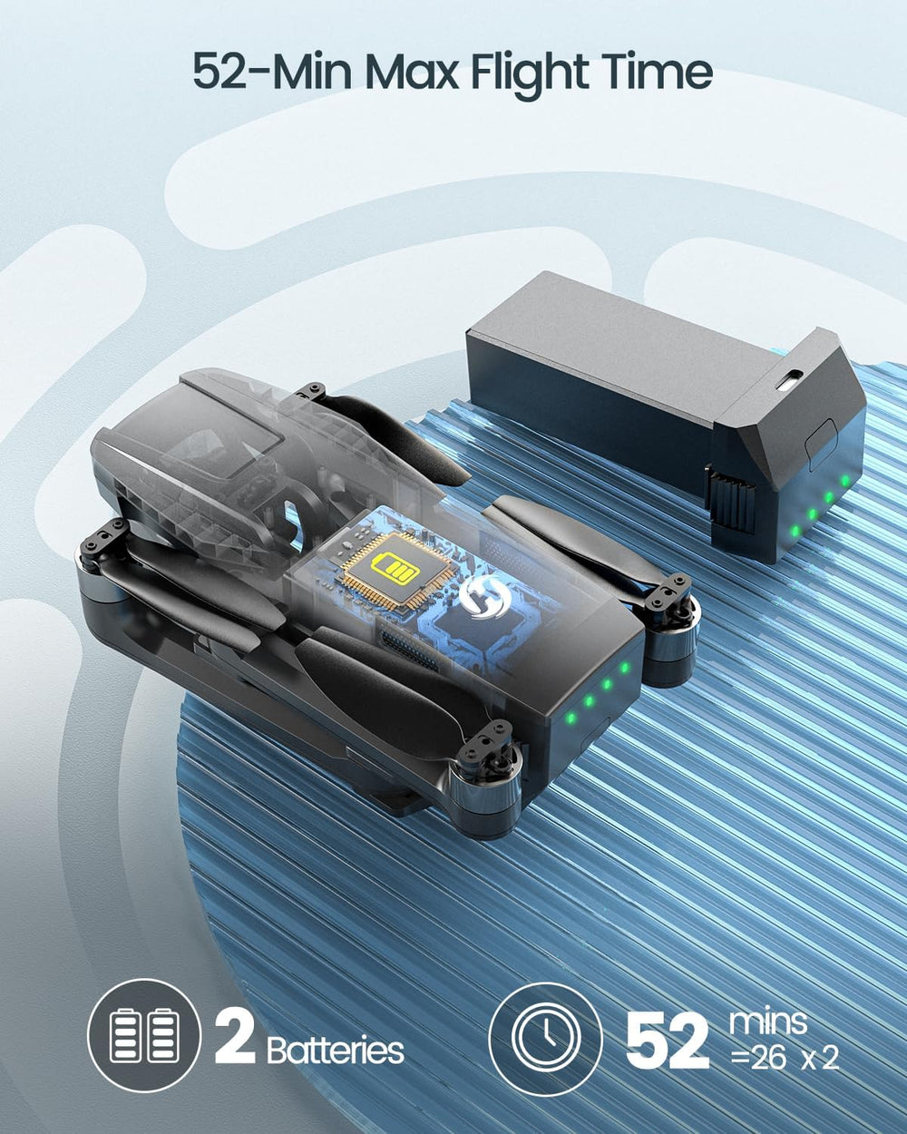 Holy Stone HS720G brushless motors ensure quiet, efficient flights.