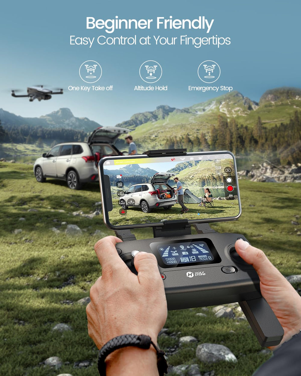 Holy Stone HS720G GPS auto return keeps flights safe.