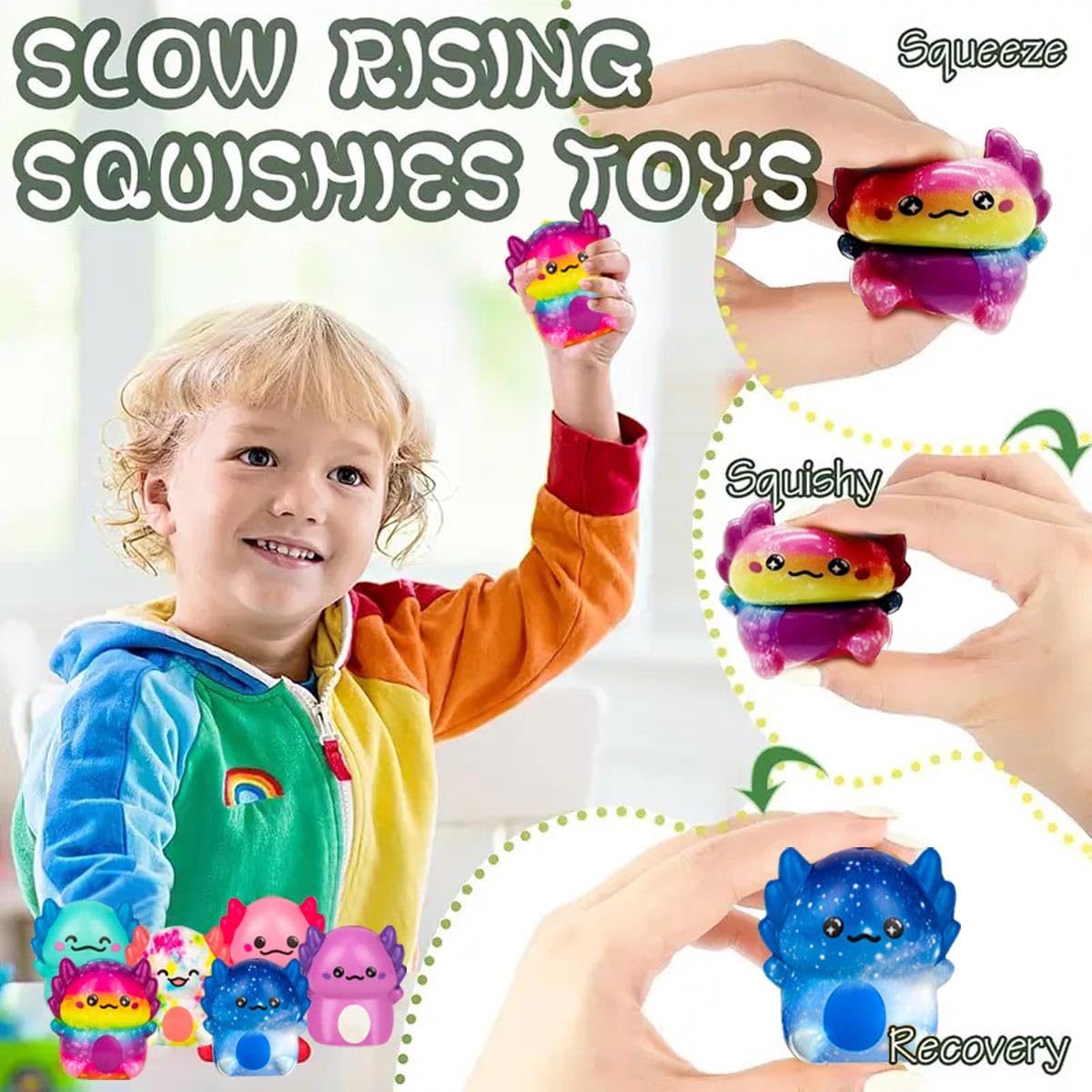 Holydeck axolotl squishy close-up highlighting kid-friendly size