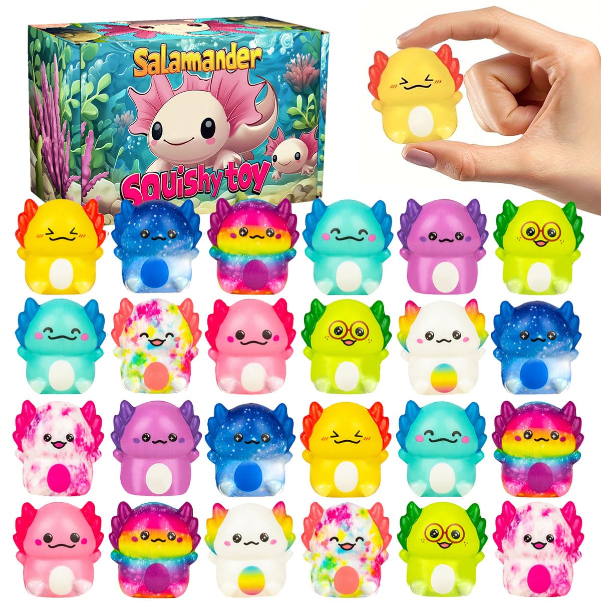 Holydeck axolotl squishy toy pack for party favors and classroom activities