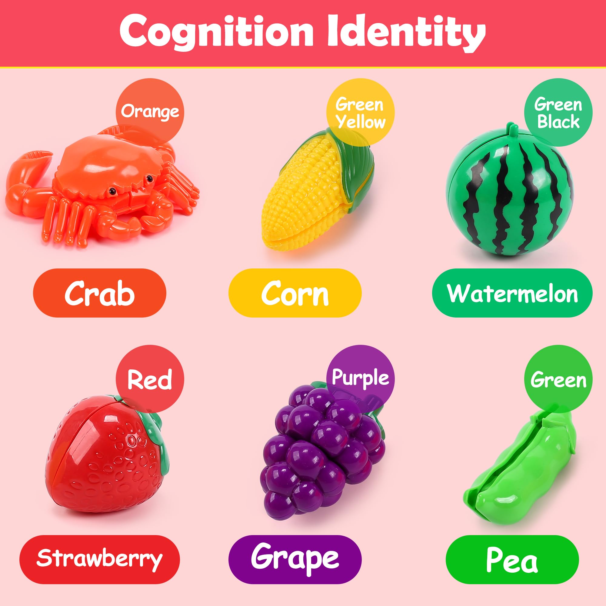 HOLYFUN color-rich pretend food boosts recognition and sorting skills.