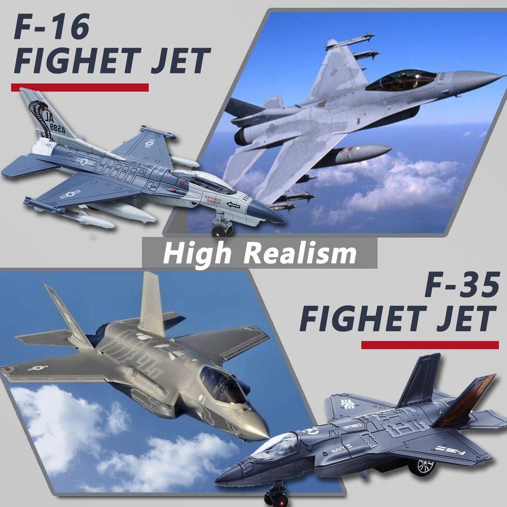 HOLYFUN double-fighter-jet toy side view shows detailed diecast features for curious kids