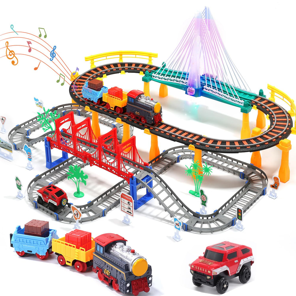 HOLYFUN electric toddler train set promotes imaginative, hands-on play