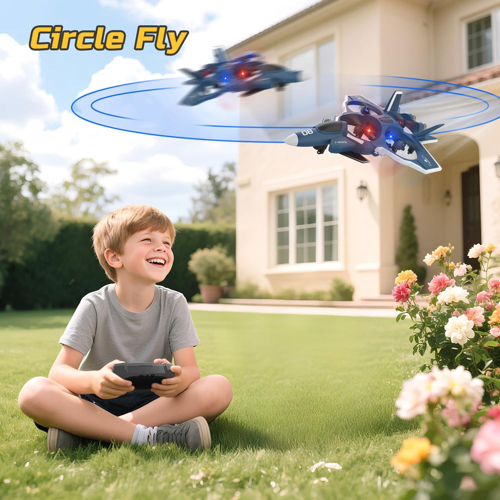 HOLYFUN Foam Fighter Jet Drone 360 flips showcase exciting aerial tricks.