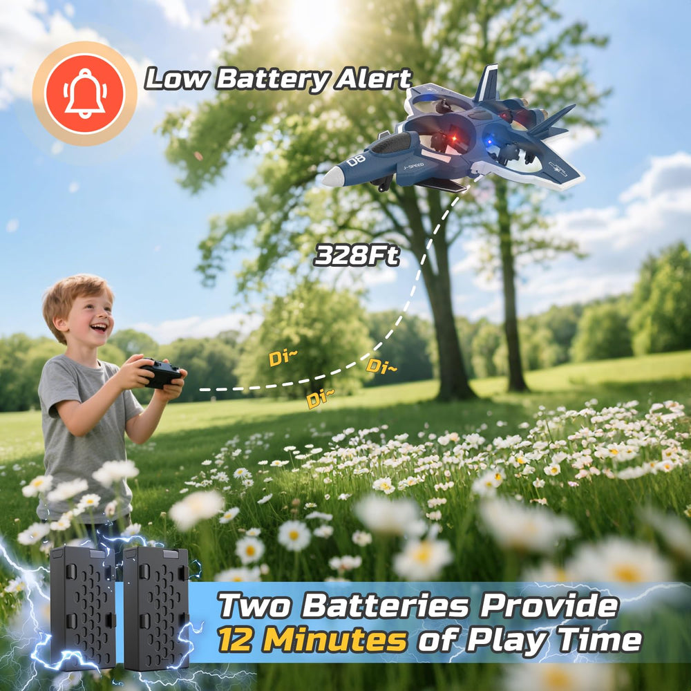 HOLYFUN Foam Fighter Jet Drone remote control demonstrates stable 2.4GHz link for smooth control.