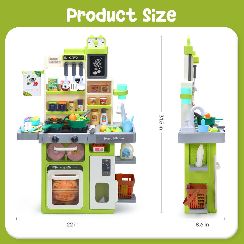 HOLYFUN Kids Kitchen Playset fridge and oven for organized pretend storage