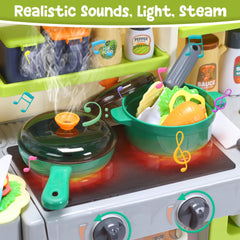 HOLYFUN Kids Kitchen Playset play sink with water faucet for interactive cleanup