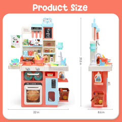 HOLYFUN Kids Kitchen Playset steam feature adds authentic kitchen ambiance.